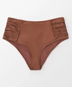 CUPSHE Josie Brown Ruched High Waisted Plus Size Bikini Bottom
