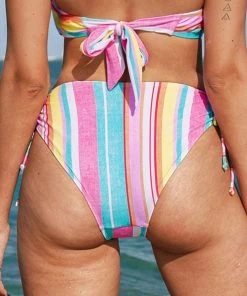 CUPSHE Soleil Stripe Side Shirred Hipster Bikini Bottom Swimwear UP TO 70% OFF