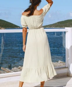 CUPSHE Trisha Button Front Ruffle Hem Dress Dresses