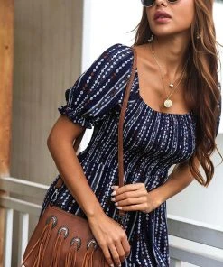 CUPSHE Dresses Palizzi Short Sleeve Smocking A-shape Dress