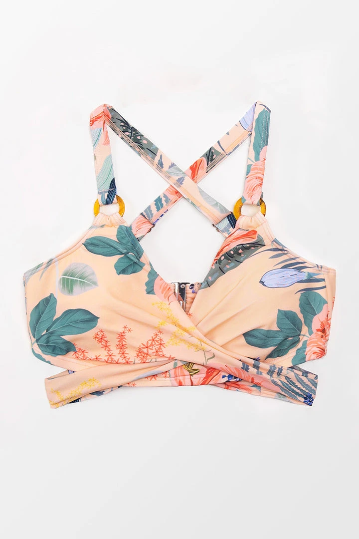 CUPSHE Myah Tropical Wrap Back Tie Plus Size Bikini Top Swimwear UP TO 70% OFF