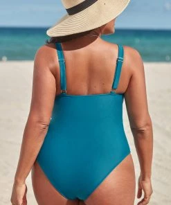 CUPSHE Milan V-neck Lace Up Plus Size One Piece Swimsuit