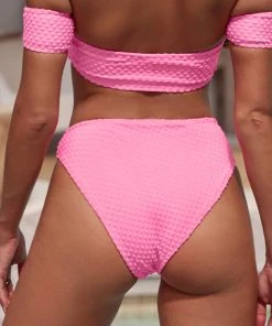 CUPSHE Bikinis Palm Beach High Leg High Waist Pink Bikini Bottom