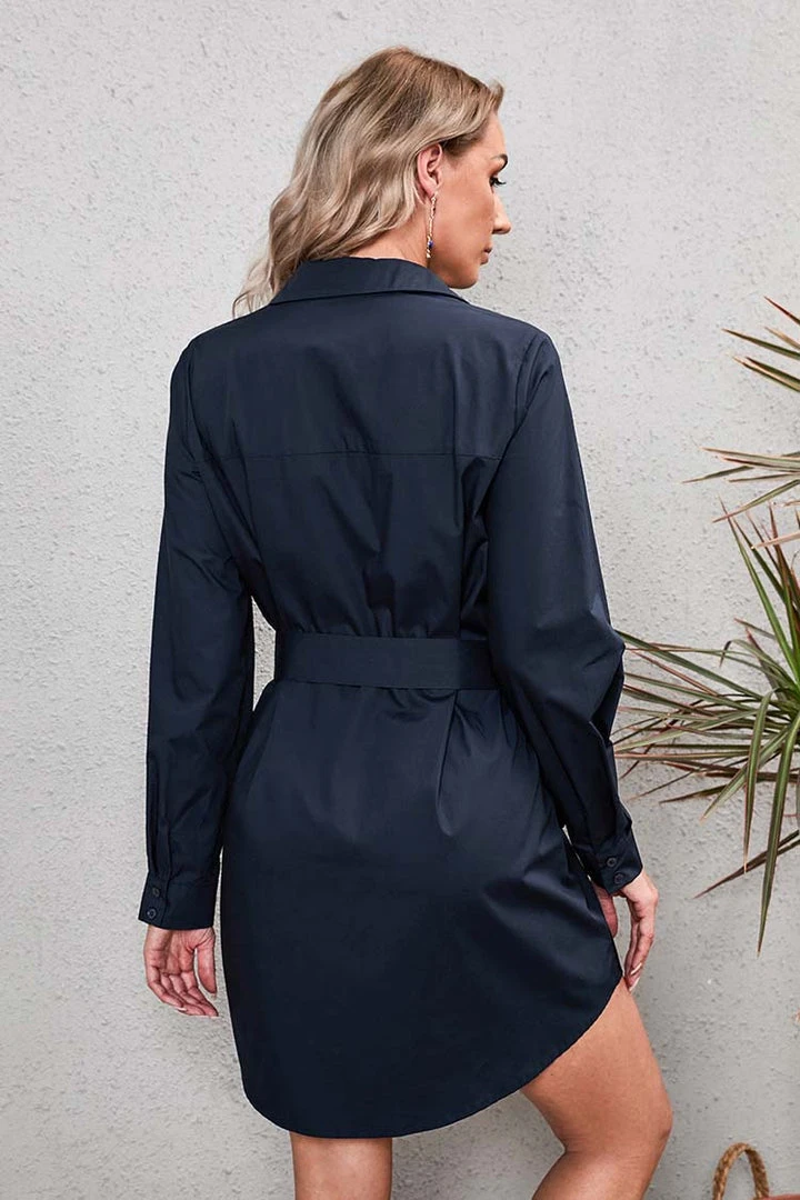 CUPSHE Dresses Nya Shirt-collar Belted Dress