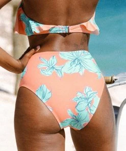 CUPSHE Blooming Flowers Classic High Waist Bikini Bottom