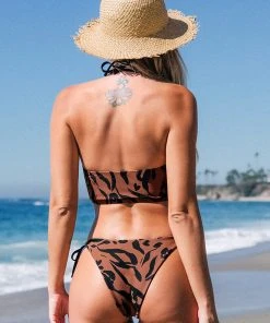 CUPSHE Wild At Heart Tan & Black Halter Tie Side Bikini