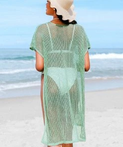 CUPSHE Rosalyn Green Hollow Out Split Cover Up Cover Ups