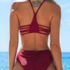 CUPSHE Wine Red Strappy Bikini