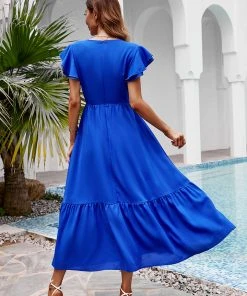 CUPSHE Verona Round Neck Flared Sleeve A-Shape Dress