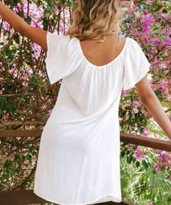 CUPSHE Paloma White Off Shoulder Drawstring Dress Dresses