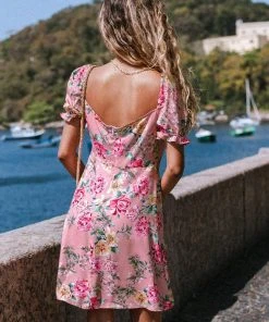 CUPSHE Dresses Rosy Outlook Puff Sleeve Mini Dress