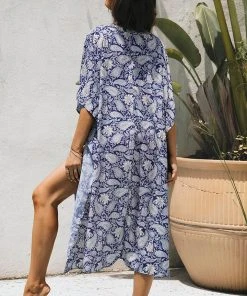 CUPSHE Demetria Dolman Sleeve Mid Length Paisley Pattern Kimono Cover Ups