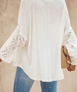 CUPSHE Loose Round Neck Long Sleeve Top Accs & Clothing