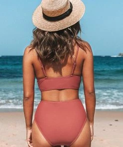 CUPSHE Swimwear BOGO 40% OFF Marsala Twist High Waisted Bikini