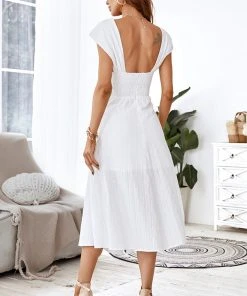CUPSHE Myla White Halter Neck Ruffle Cover-up Dress Beach Dresses