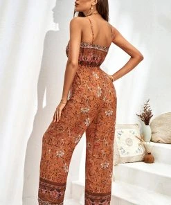 CUPSHE Dresses Doreen Ethnic Print Ruching Pull Over Jumpsuit