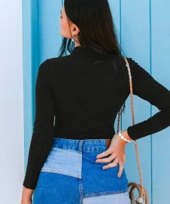 CUPSHE Alycia Black High Neck Cut Out Bodusuit