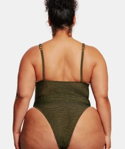 CUPSHE Love Los Angeles Ribbed Cutout Plus Size One Piece Swimsuit