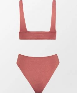 CUPSHE Dusty Cedar Tall Tri & V Front High Waist Bikini Set Bikinis