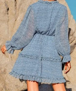 CUPSHE Addison Long Sleeve Ditsy Ruffle Short Dress Dresses