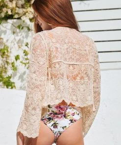 CUPSHE Cover Ups Maci Embroidery Button Front Kimono