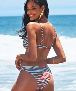 CUPSHE Rebecca Zebra Striped Crisscross Bikini