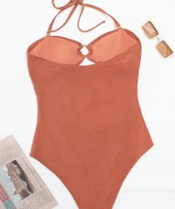 CUPSHE Brook O-ring Halter Cut-out One Piece Swimsuit One Pieces