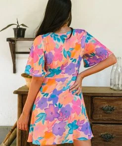 CUPSHE Christa Plunge Bell Sleeve Fitted Waisted Short A-Shape Dress