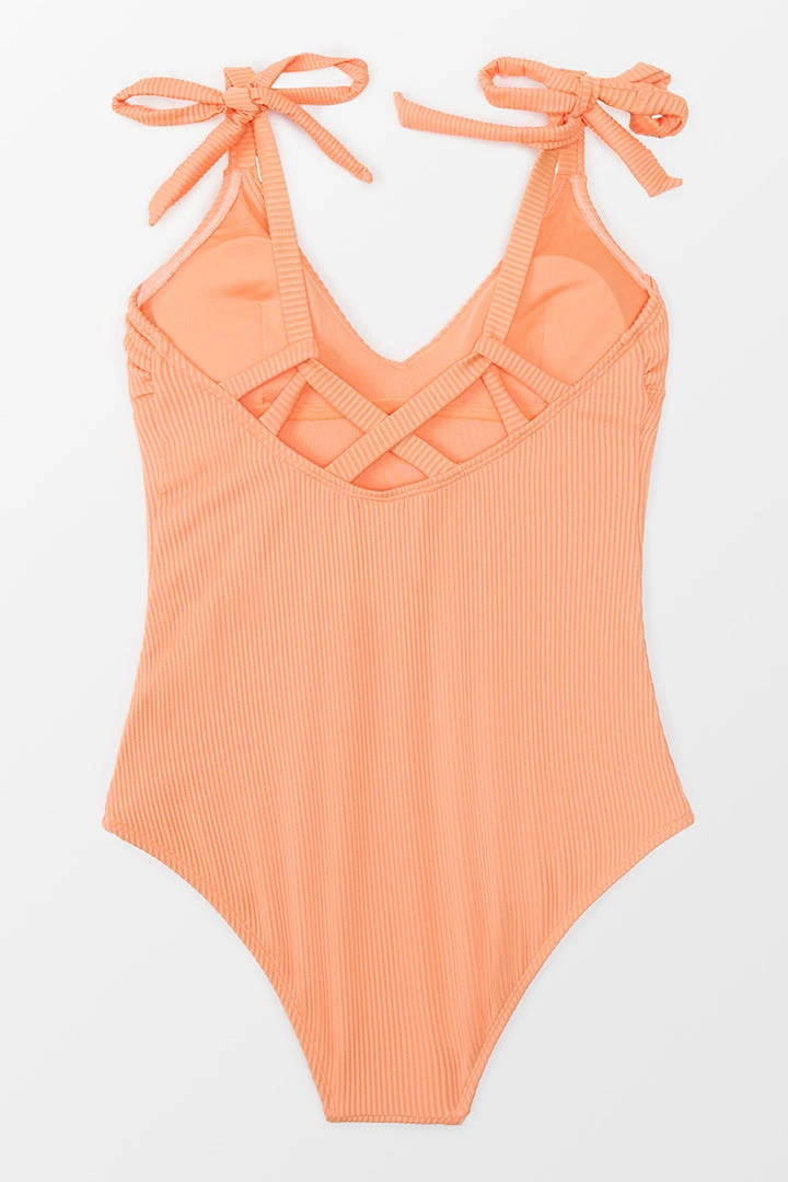 CUPSHE Claudia Shoulder Tie Criss Cross One Piece Swimsuit