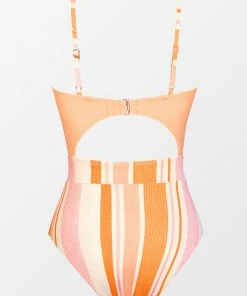 CUPSHE One Pieces Happy Stripe Tunneled Cutout One Piece Swimsuit