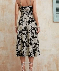 CUPSHE Clarette V-neck Tropical Print Slip A-shape Dress