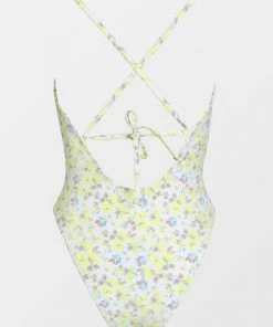 CUPSHE One Pieces Itsy Ditsy Tie Front Plunge One Piece Swimsuit