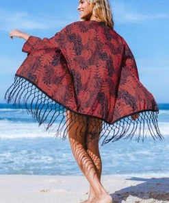 CUPSHE Frankie Tropical Fringe Hem Kimono Cover Ups