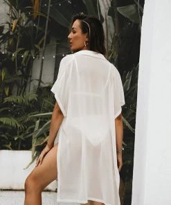 CUPSHE Cover Ups Nayeli Shirt Collar Dolman Sleeve Beach Cover Up