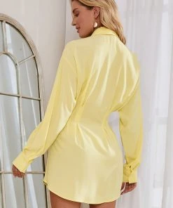 CUPSHE Ivory Coast Shirt Collar Open Front Dress Dresses