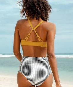 CUPSHE Bikinis Striped High Waisted Bikini Bottom