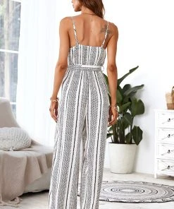 CUPSHE Accs & Clothing Germaine Sleeveless Tie Front Stripes Jumpsuit
