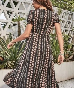 CUPSHE Royalty Ruching Square Neck Bubble Sleeve Dress Dresses