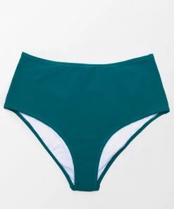 CUPSHE Teal High Waisted Plus Size Bikini Bottom