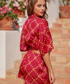 CUPSHE Cover Ups Vestrahorn Red V-Neck Cover Up Set