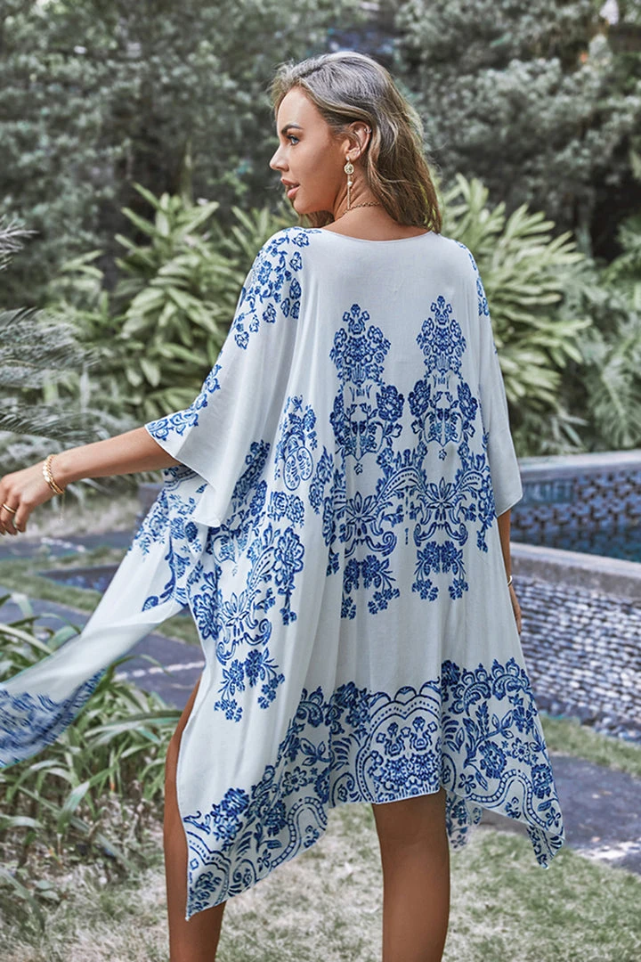 CUPSHE Pernilla Short Sleeve Loose Waisted Tea Length Kimono Cover Ups