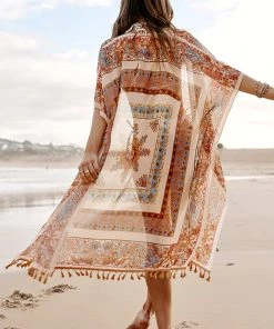 CUPSHE Paola Dolman Sleeve Fringe Maxi Kimono