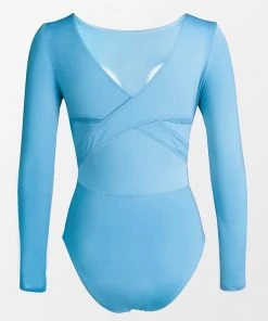 CUPSHE One Pieces Tyra Blue Criss Cross Long Sleeve One Piece Swimsuit