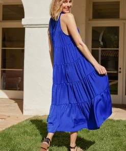 CUPSHE Dresses Mermaid Beach Blue Elastic Waist A-Shape Dress