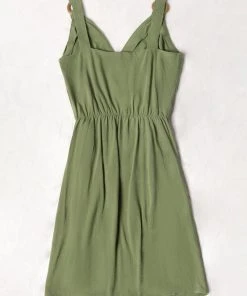 CUPSHE Dresses Jeanette Green O-ring Wrap Tie Waist Dress