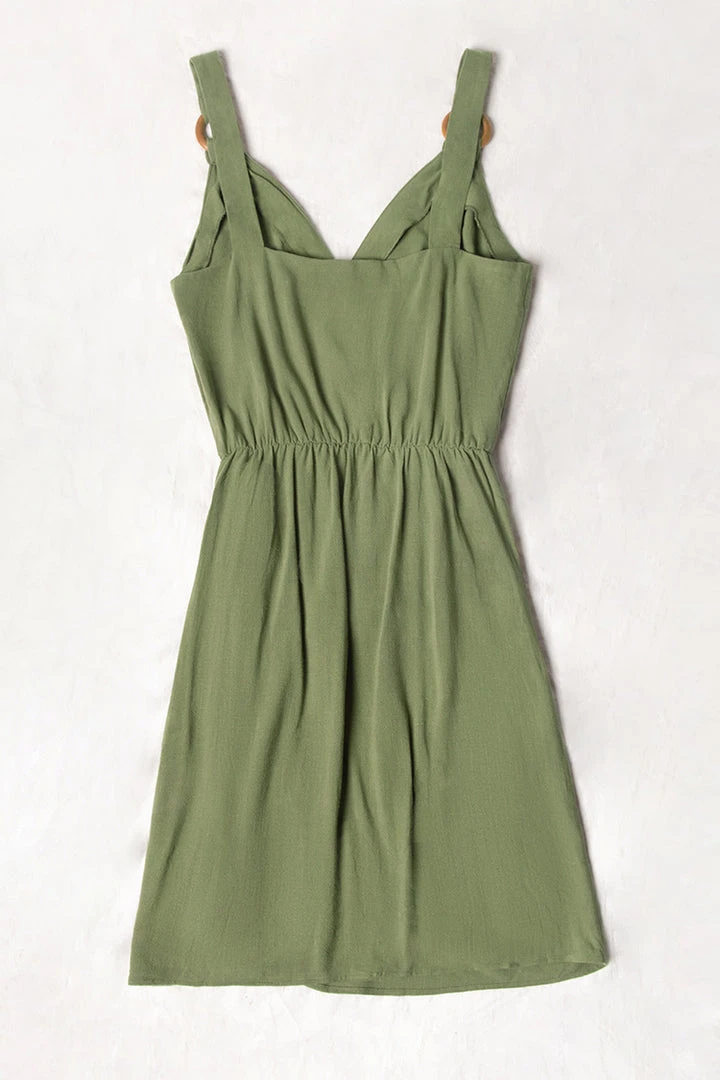 CUPSHE Dresses Jeanette Green O-ring Wrap Tie Waist Dress