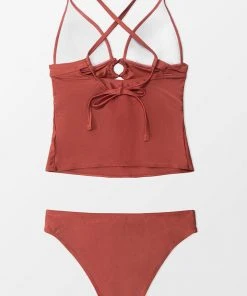 CUPSHE Tania Plunge O-ring Ruched Tankini