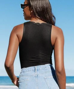 CUPSHE Keely Scalloped Lace Trim Bodysuit