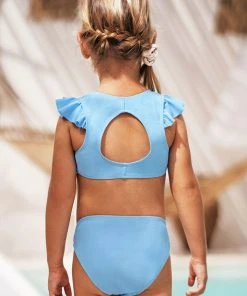 CUPSHE Girls' Joyful Retro Ruffled Sleeve Bralette And Hipster Set