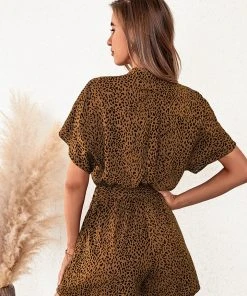 CUPSHE Naeva Tie Waist Short Sleeves Jumpsuit Short Dresses